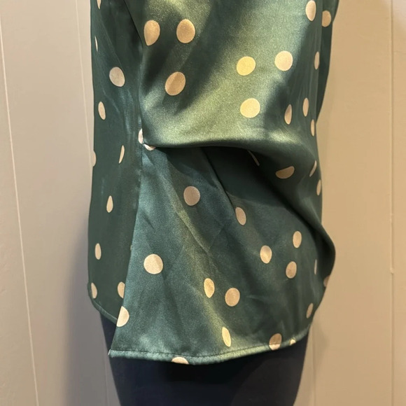 Zara Women’s Small Long Sleeve Blouse Polka Dot Satiny Ruched - Picture 4 of 7